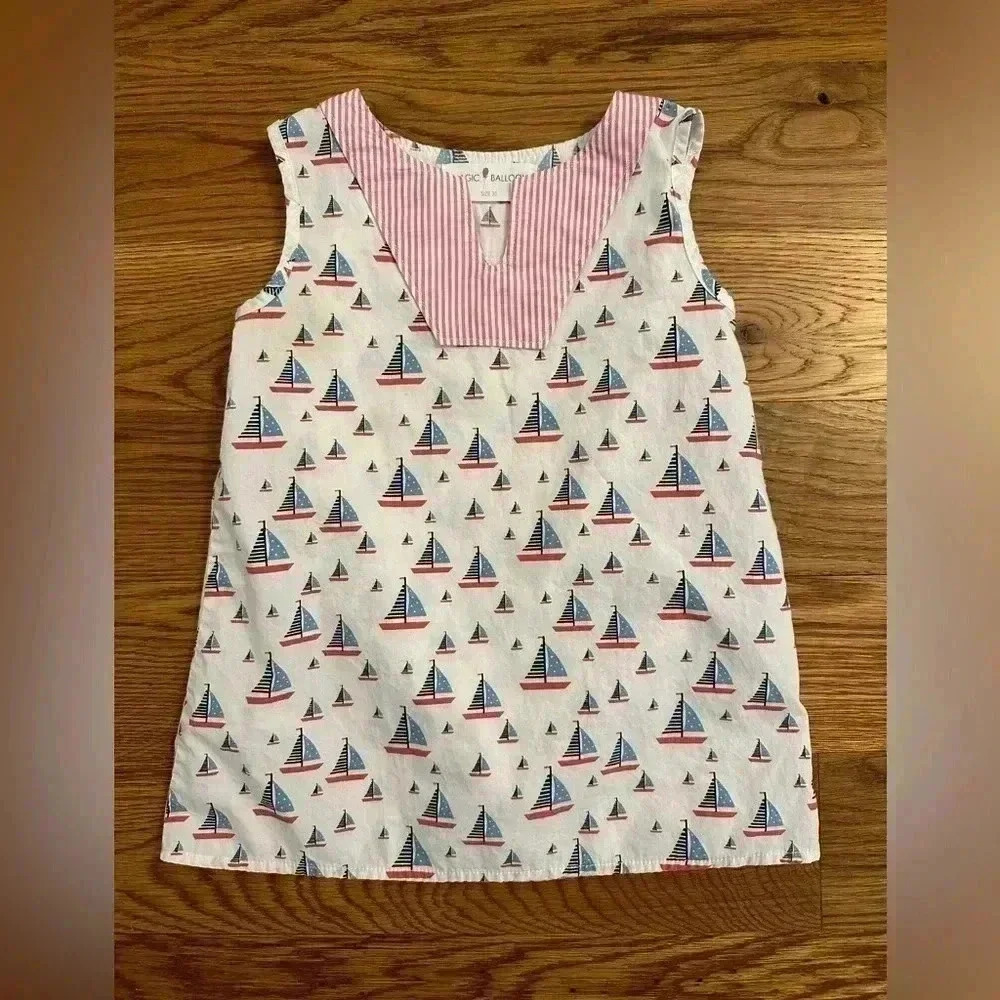 Magic Balloon Sailboats Shift Dress Sleeveless Toddler Girl 3T